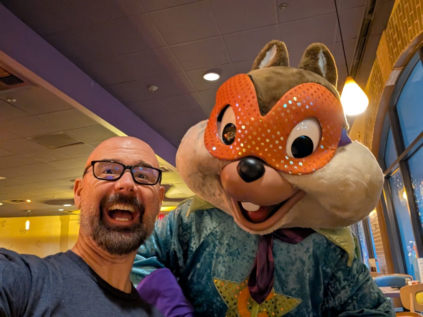 Selfie with Chip at Goofy’s Kitchen.