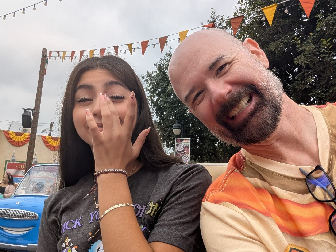Selfie in Cars Land during Halloween.