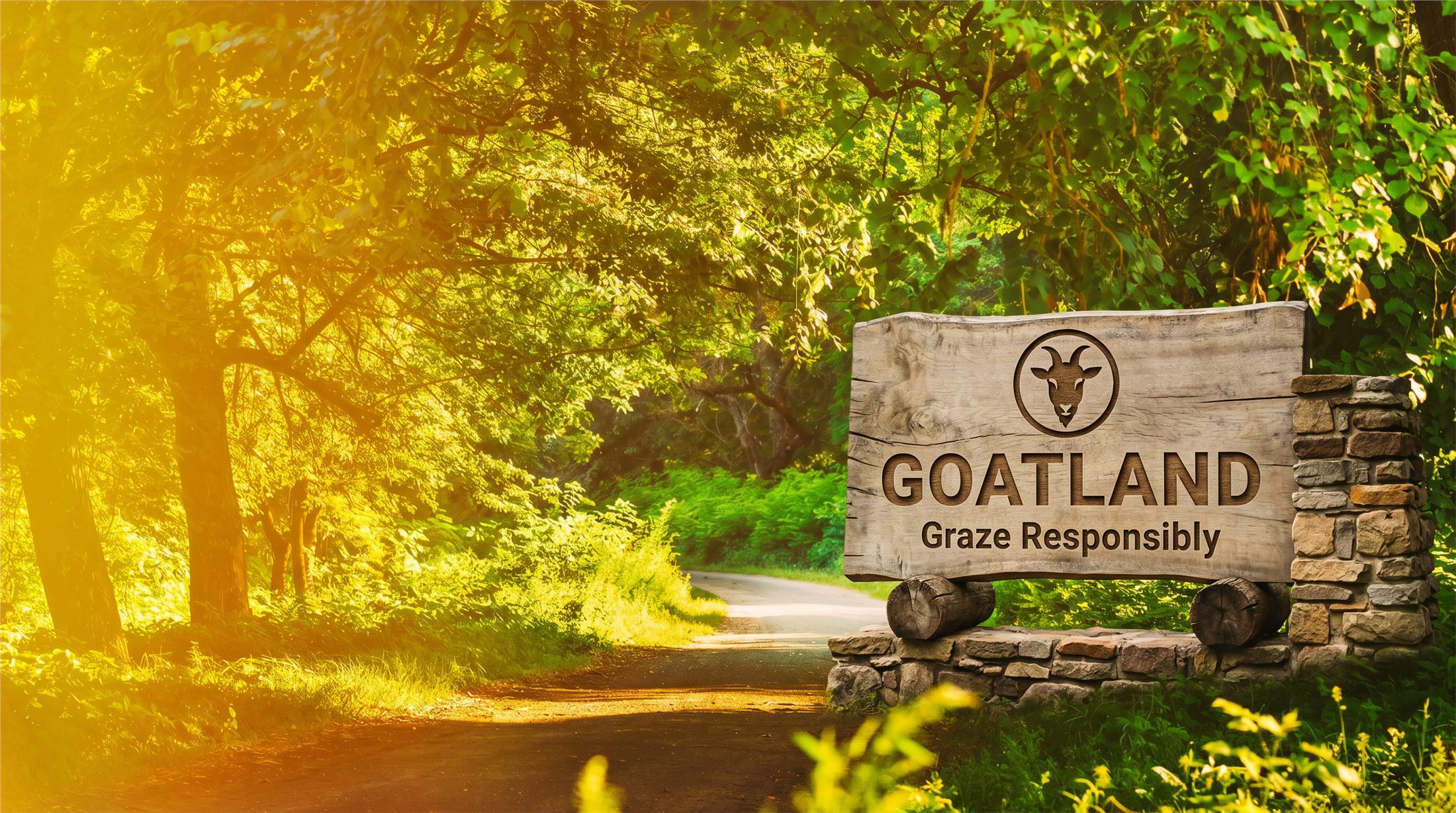 Goatland entrance sign and destination artwork.